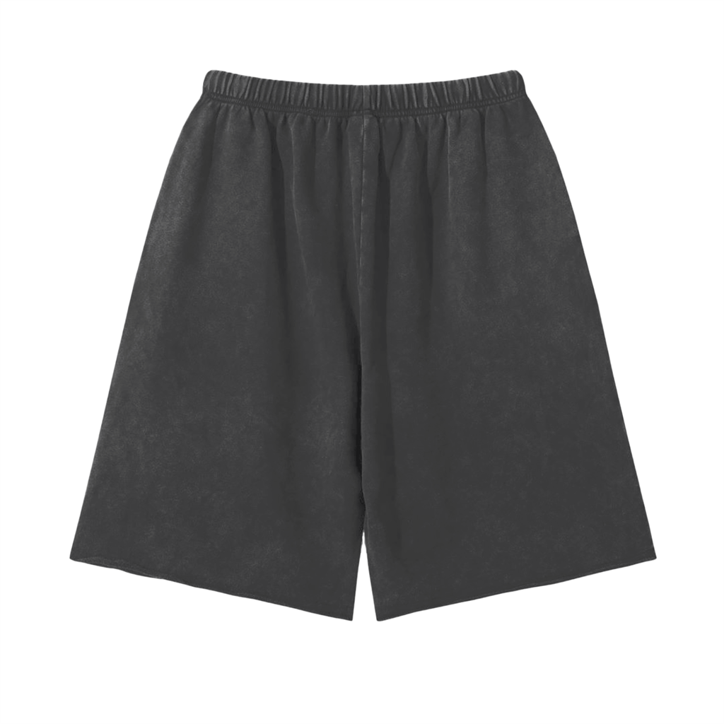 Long Snow Washed Raw Hem Shorts