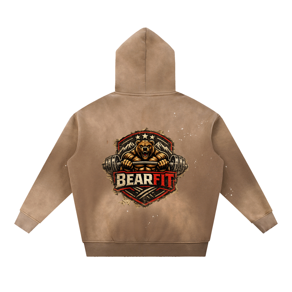 Vintage Washed Frayed Fleece Hoodie