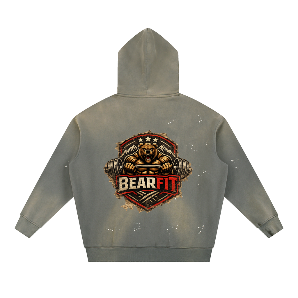 Vintage Washed Frayed Fleece Hoodie