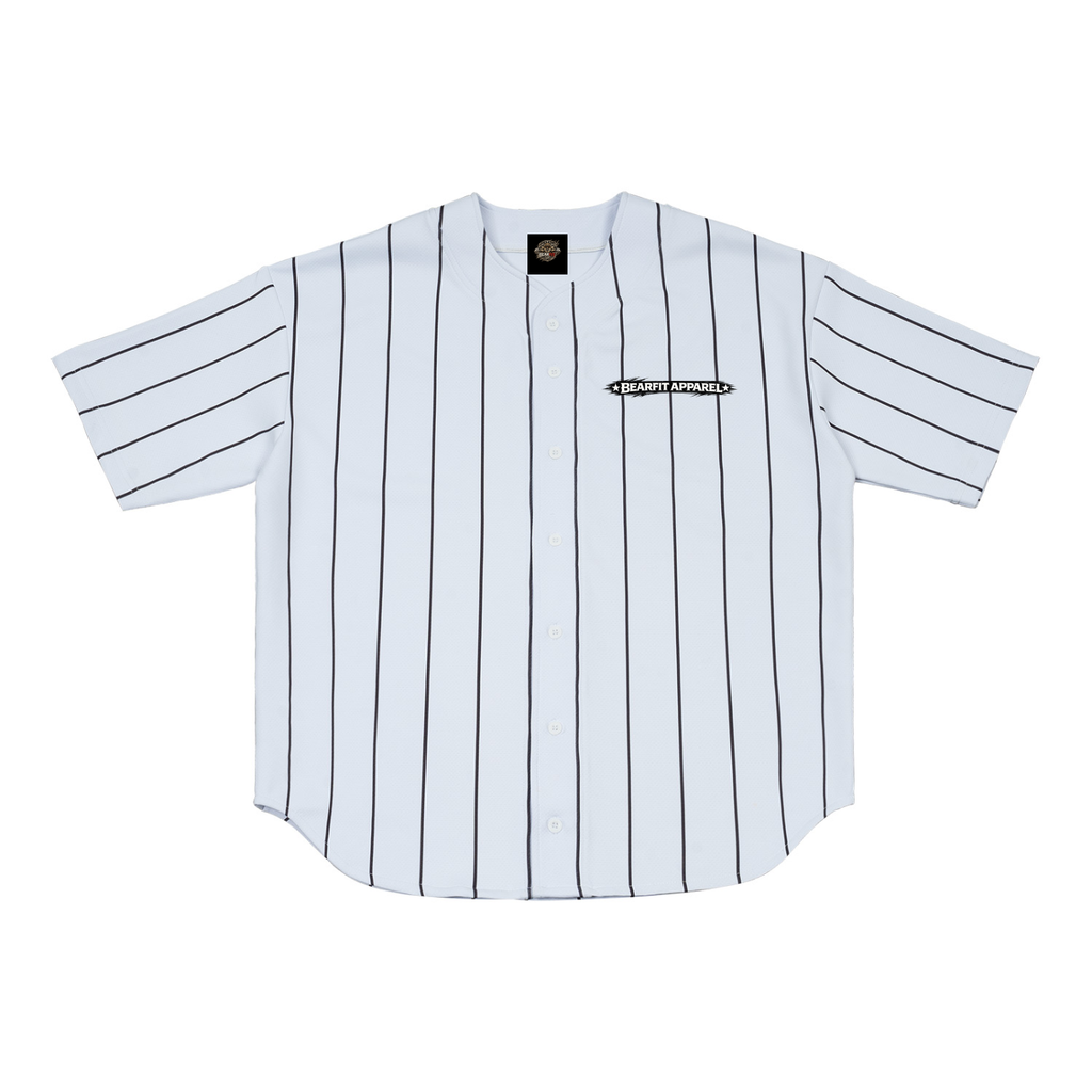 Bear Skull Pinstripe Baseball Jersey