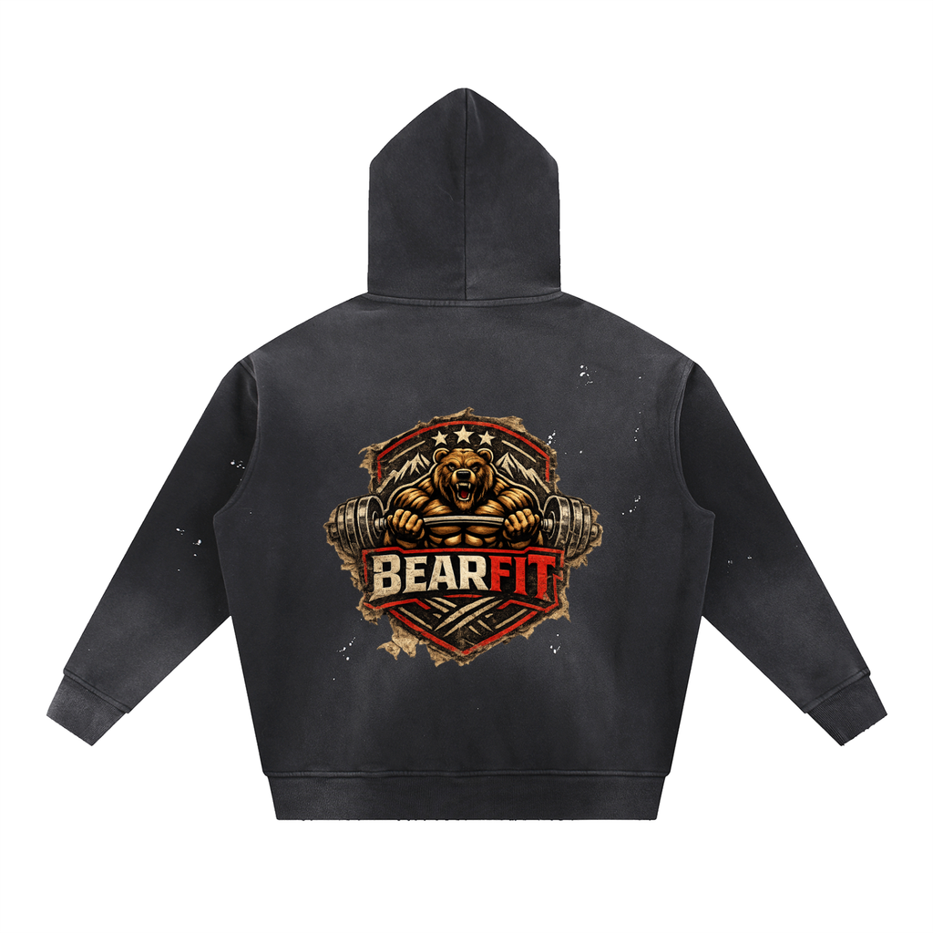 Vintage Washed Frayed Fleece Hoodie