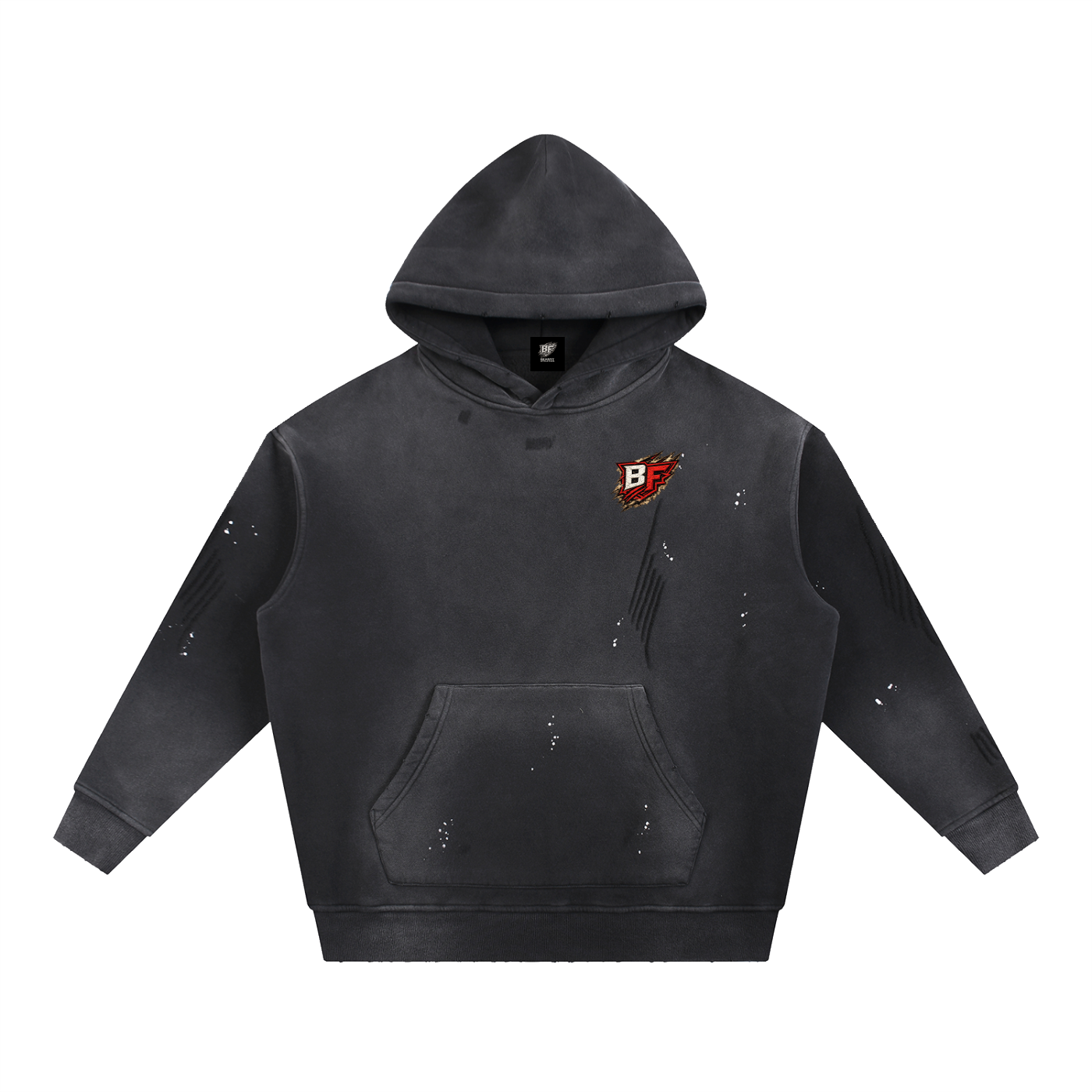 Vintage Washed Frayed Fleece Hoodie