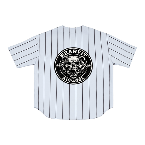 Bear Skull Pinstripe Baseball Jersey