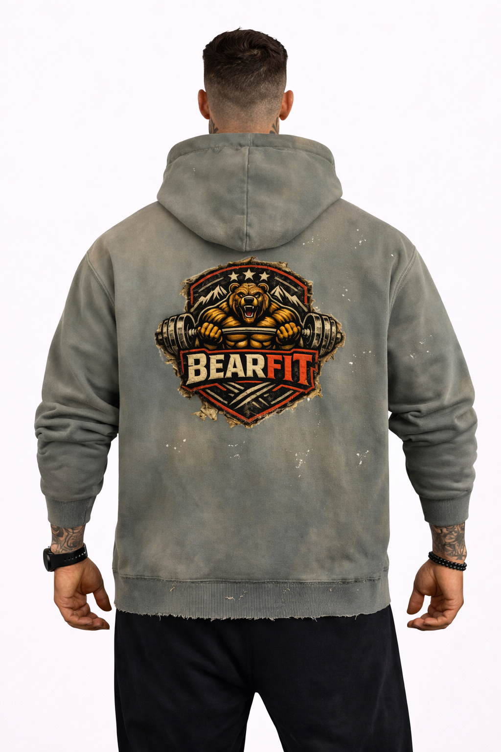 Vintage Washed Frayed Fleece Hoodie