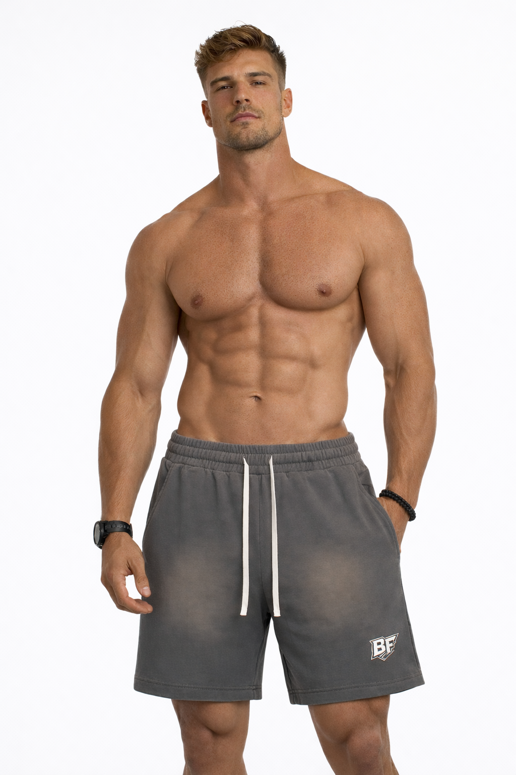 Sun Fade Raw Edge Cotton Shorts